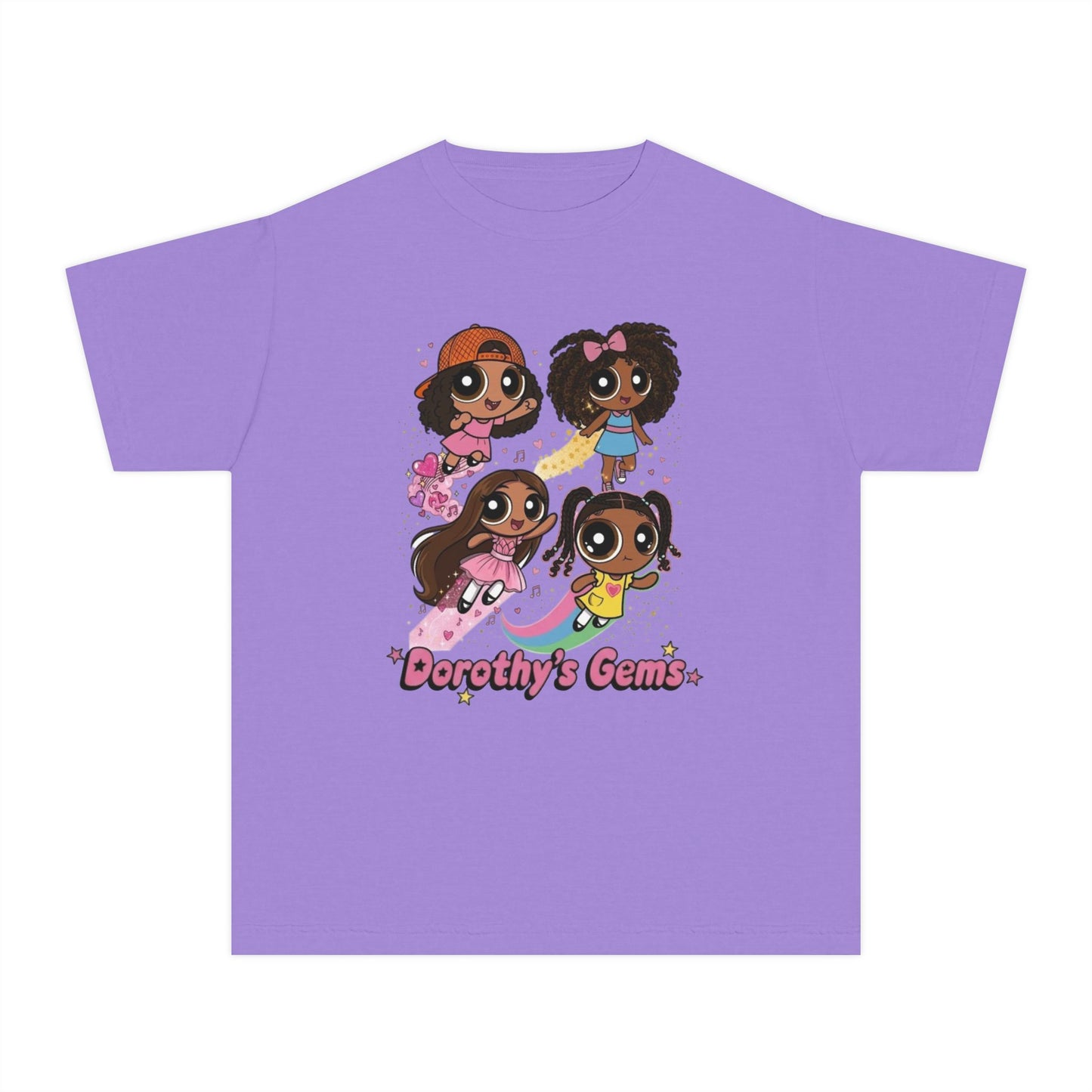Youth Tee — "Dorothy's Gems" Cute Diverse Girls Cartoon Graphic Shirt