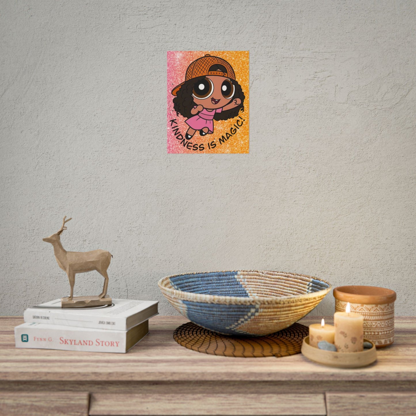 Rolled Poster — "Kindness Is Magic" Cute Cartoon Girl Wall Art