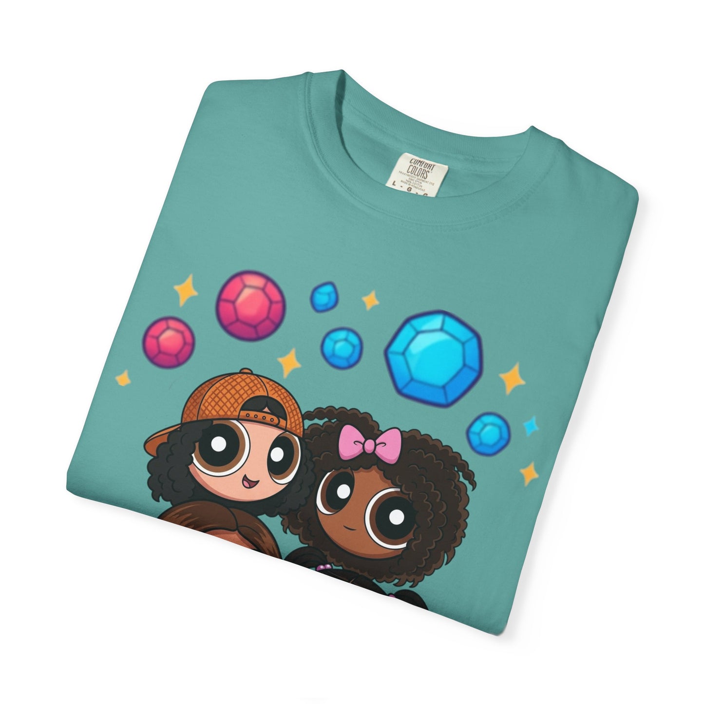 Dorothy’s Gems Crewneck T-Shirt — Cute Cartoon Girl Group with Colorful Gems