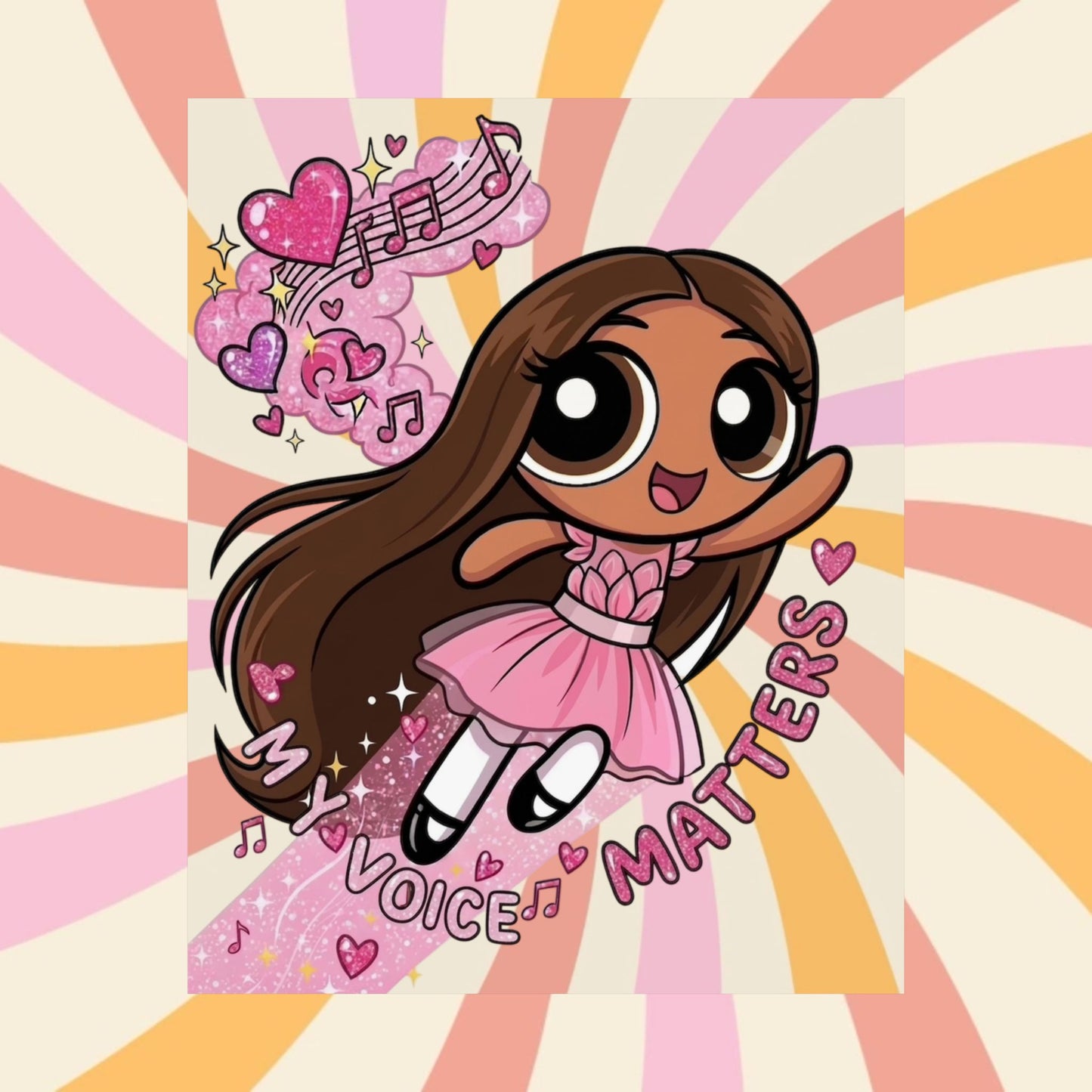 Satin Poster — 'My Voice Matters' Cute Ballerina Power Print