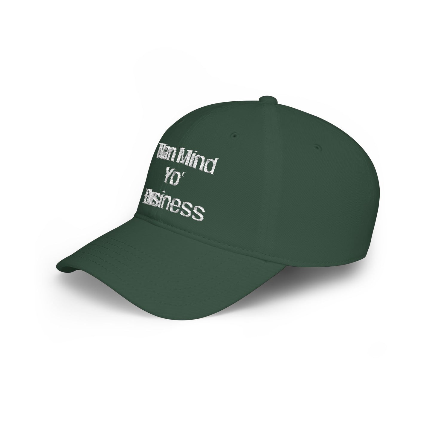 Low Profile Baseball Cap — "Man Mind Yo' Business" Embroidered Red Hat
