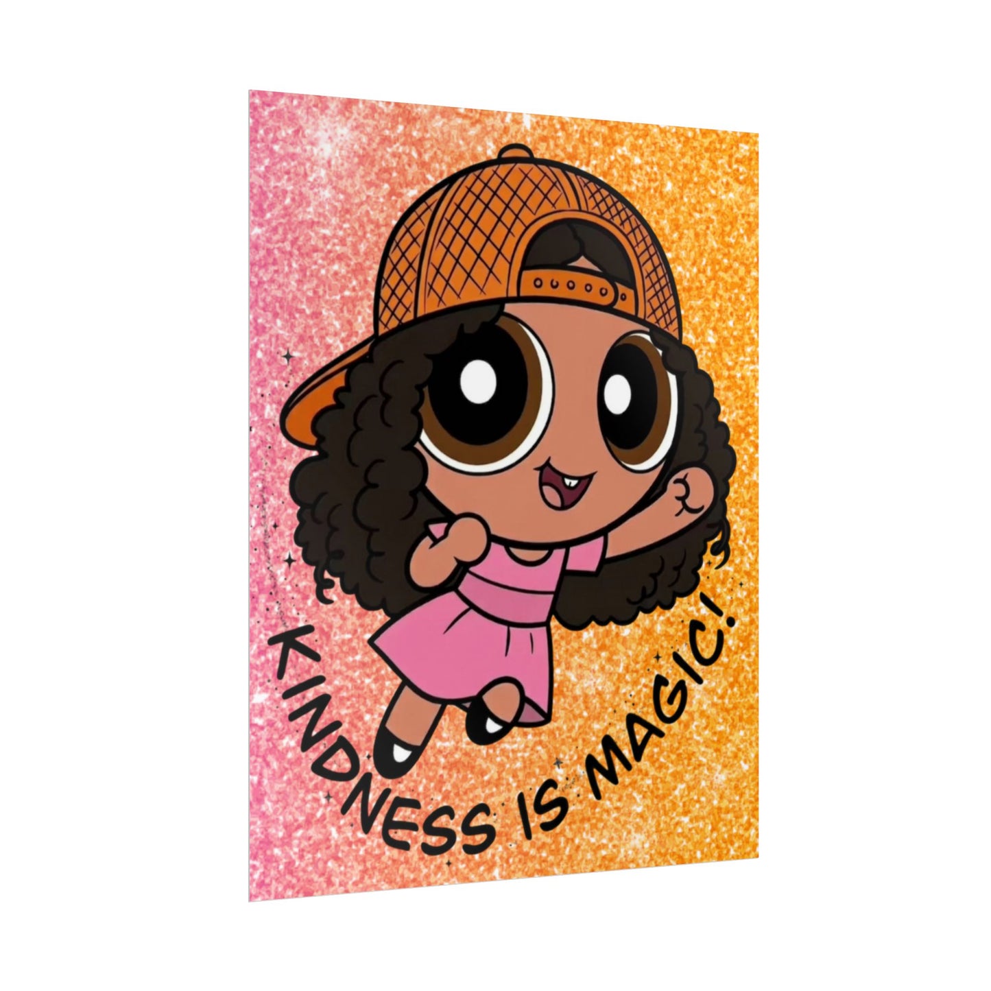 Rolled Poster — "Kindness Is Magic" Cute Cartoon Girl Wall Art