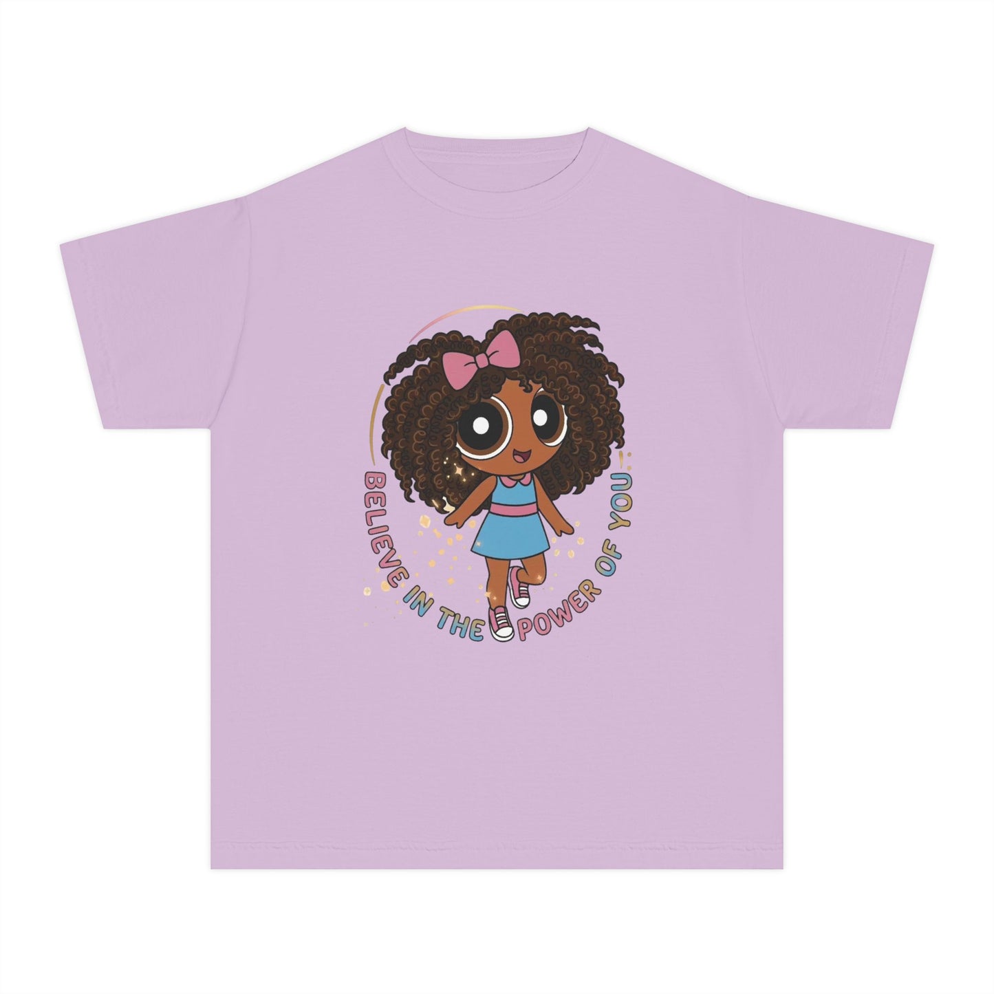 Youth Tee — "Believe in the Power of You" Cute Afro Girl Empowerment Shirt